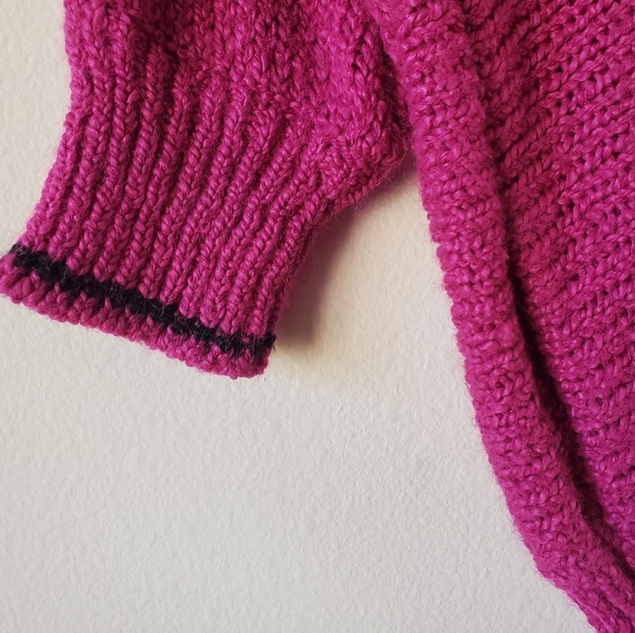 Gitano Womens Vintage Magenta Collared Knit Sweater 3/4 Sleeve V-neck Shawl SzS - Picture 5 of 13